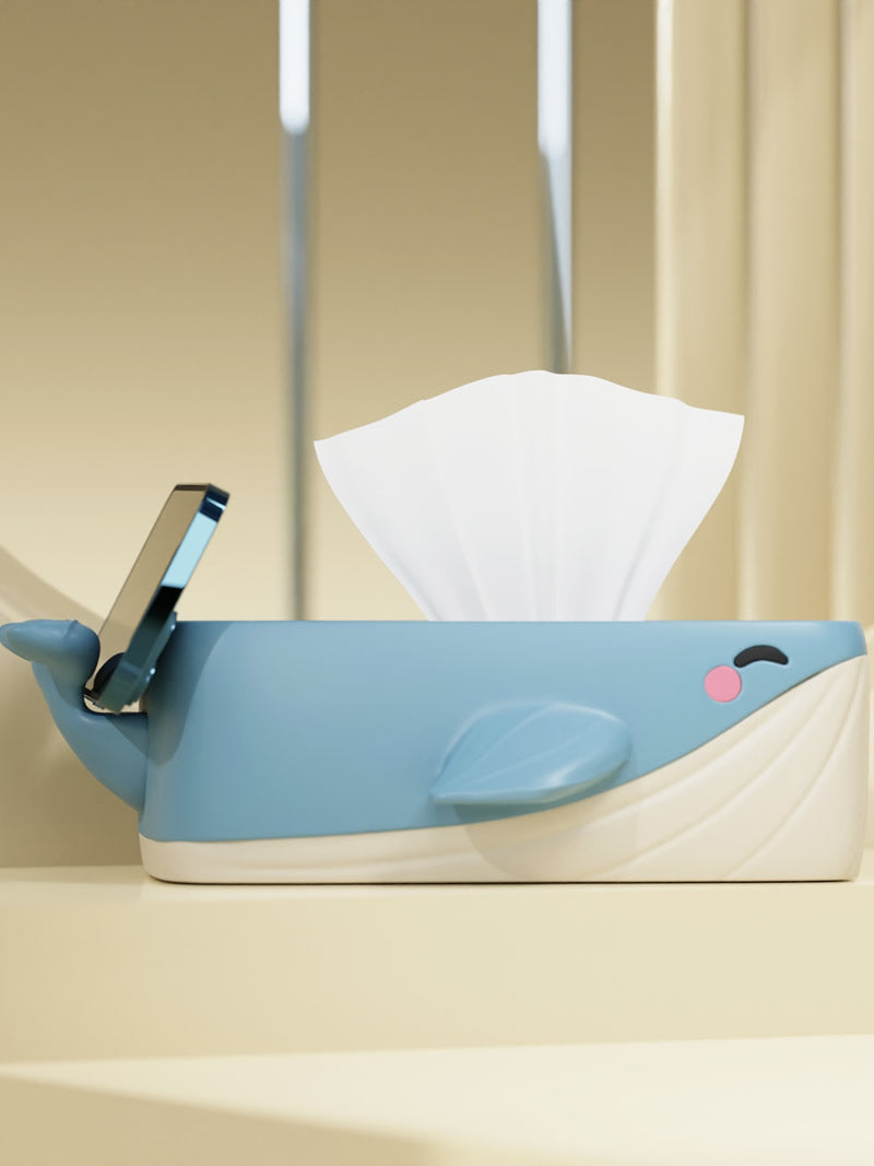 Geometric Art Whale Tissue Box - Modern Decorative for Home & Office Desk