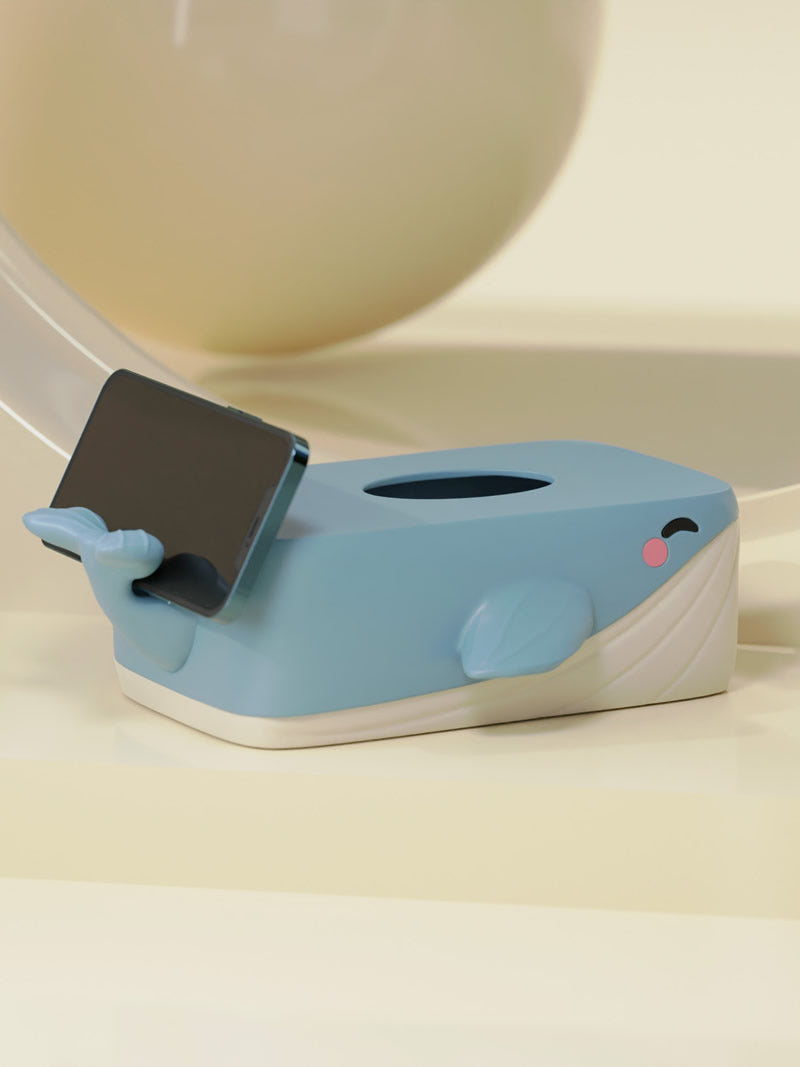 Geometric Art Whale Tissue Box - Modern Decorative for Home & Office Desk