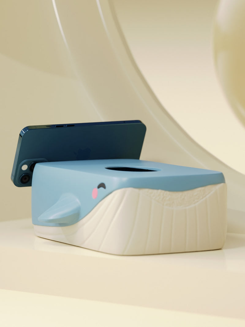 Geometric Art Whale Tissue Box - Modern Decorative for Home & Office Desk
