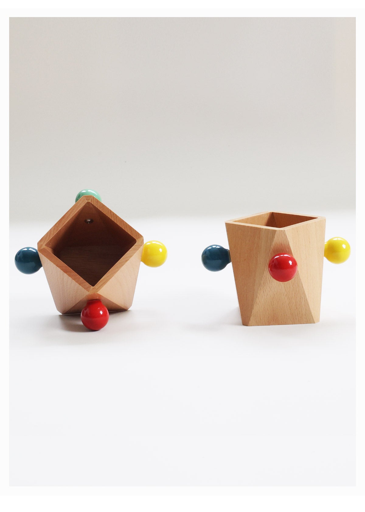 Geometric Line Art Wooden Pen Holder & Glasses Stand - Office & Home Desktop Organizer