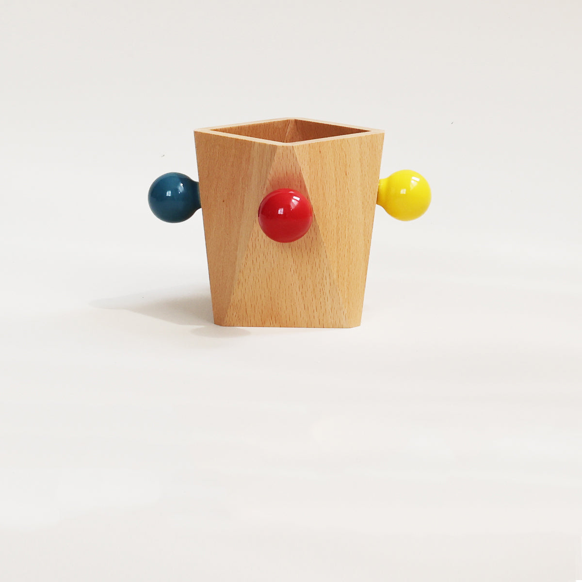 Geometric Line Art Wooden Pen Holder & Glasses Stand - Office & Home Desktop Organizer
