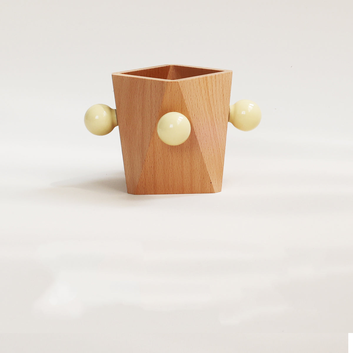 Geometric Line Art Wooden Pen Holder & Glasses Stand - Office & Home Desktop Organizer