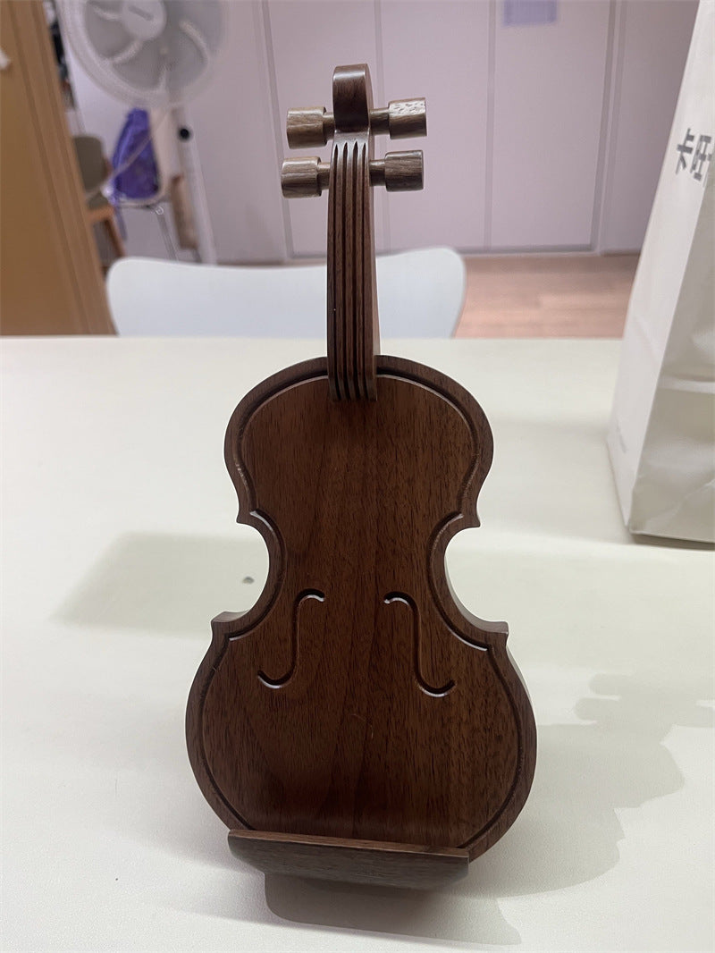 Guitar & Violin Shaped Black Walnut Wood Phone Holder&Tablet Stand,Gifts for Music Lovers