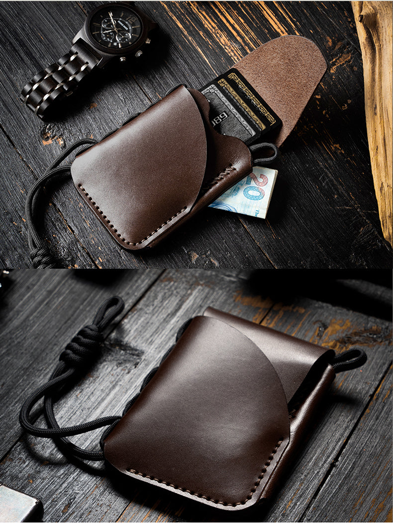 Handcrafted Genuine Leather Card Holder - Compact Stylish Mini Wallet