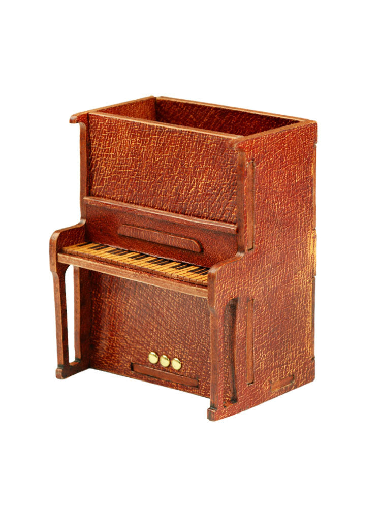 Handcrafted Genuine Leather Piano Pen Holder: Elegant Desk Organizer