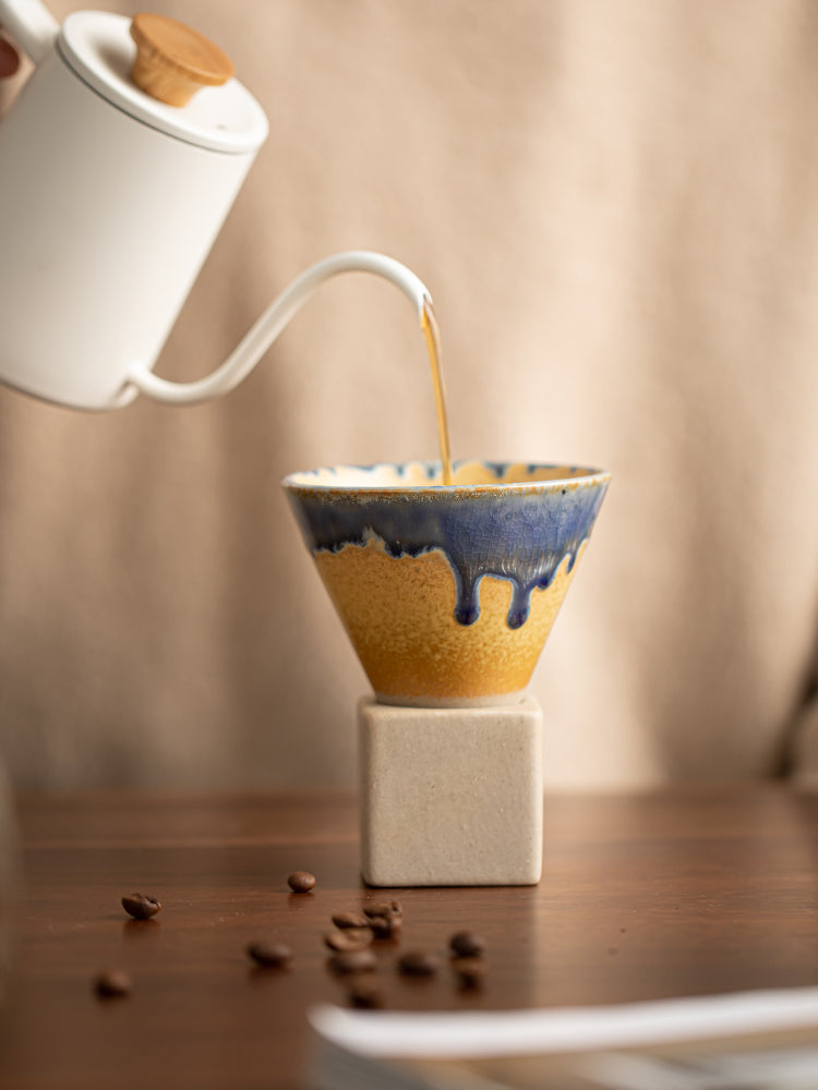 Handcrafted Vintage Conical Coffee Cup with Kiln-Glazed Finish