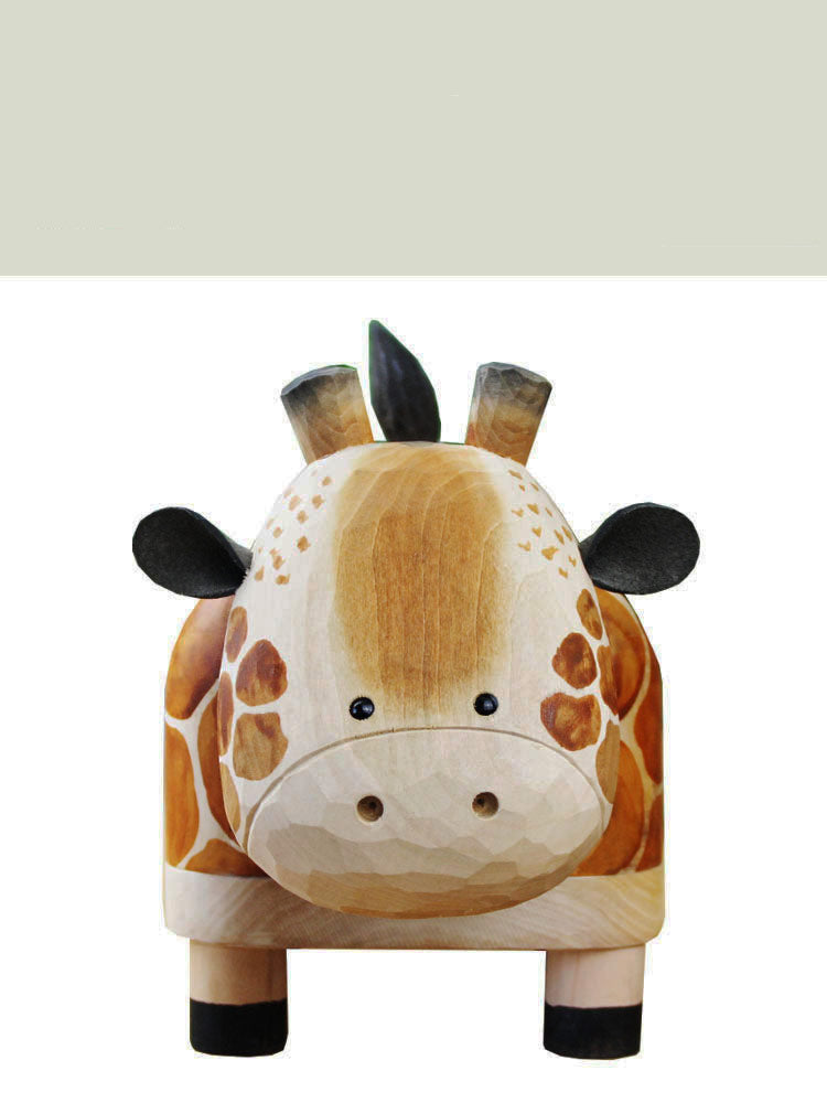 Handmade Wooden Giraffe Tissue Box, Desktop Decoration