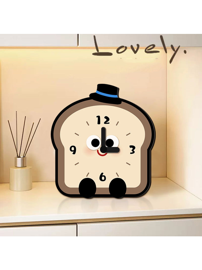 Happy Cartoon Bread Table Clock, Room Desktop Decoration Ideas