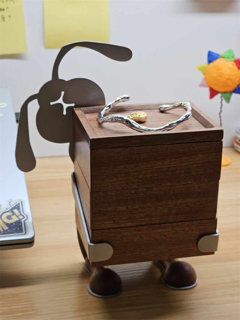 Hardworking Rabbit Wooden Jewelry Box,Small Storage Box,Holiday Gifts