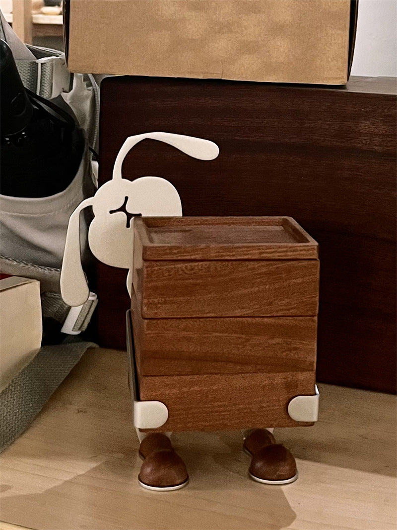 Hardworking Rabbit Wooden Jewelry Box,Small Storage Box,Holiday Gifts
