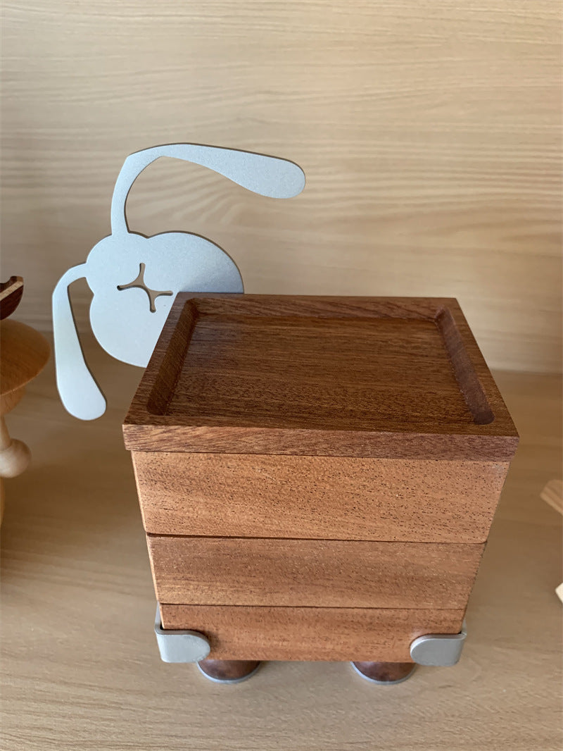 Hardworking Rabbit Wooden Jewelry Box,Small Storage Box,Holiday Gifts