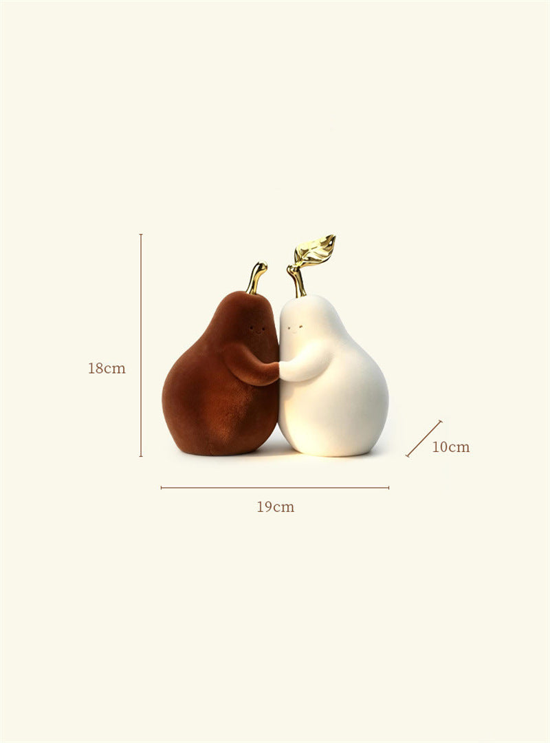 Hugging Couple Pear Figurine Set, “Never Separate” Pear Statues, Romantic Shelf Decor & Meaningful Gift for Lovers