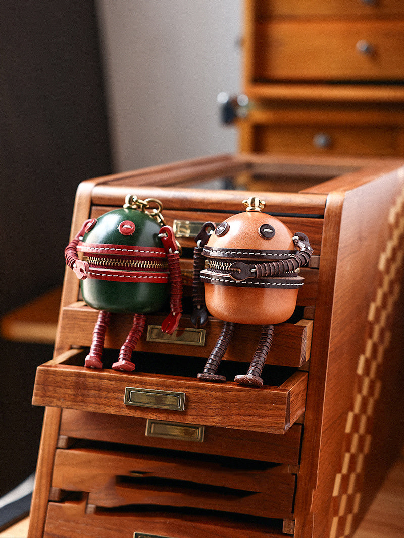 Industrial Style Leather Mini Robot Storage Packge - Stylish and Functional Coin Wallet