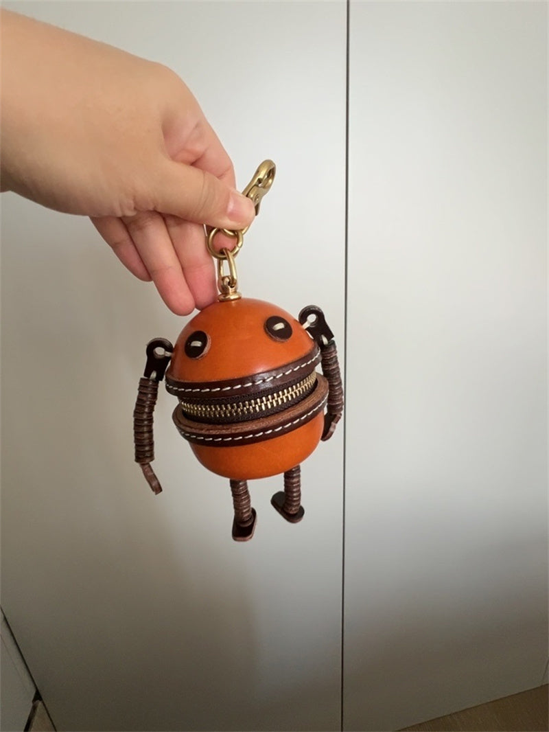 Industrial Style Leather Mini Robot Storage Packge - Stylish and Functional Coin Wallet