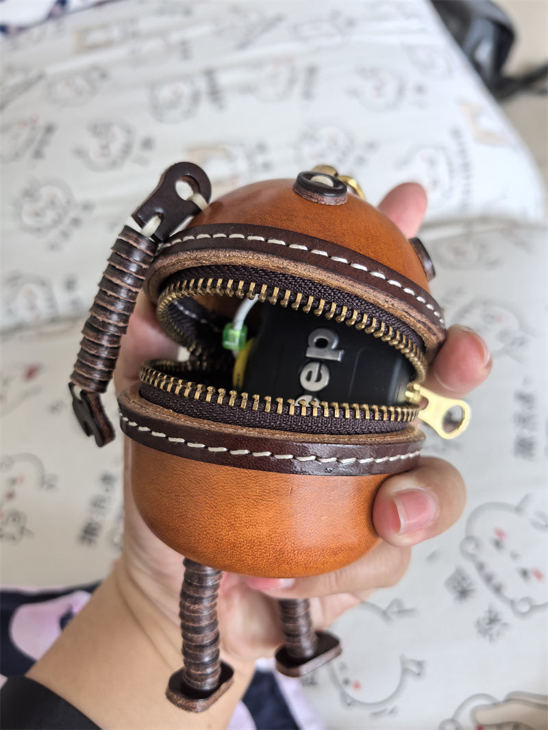 Industrial Style Leather Mini Robot Storage Packge - Stylish and Functional Coin Wallet