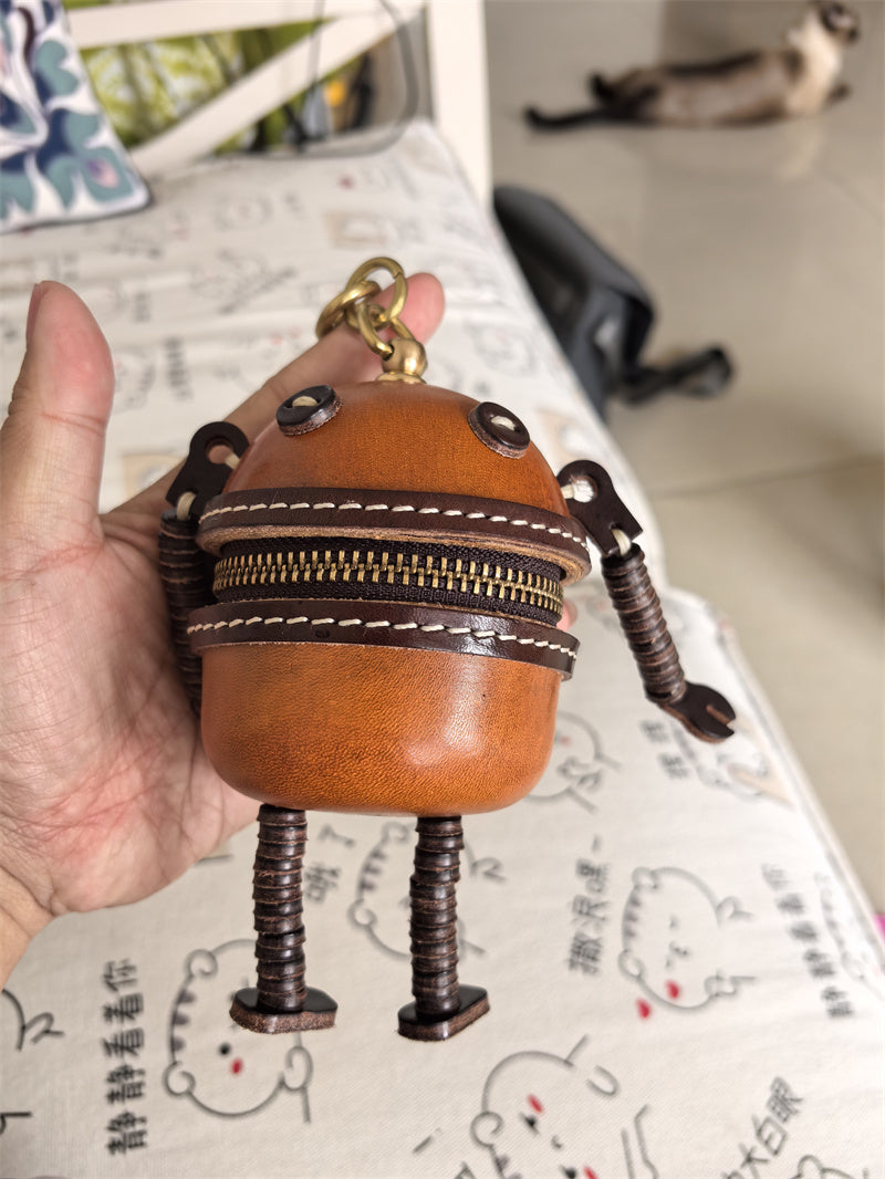 Industrial Style Leather Mini Robot Storage Packge - Stylish and Functional Coin Wallet