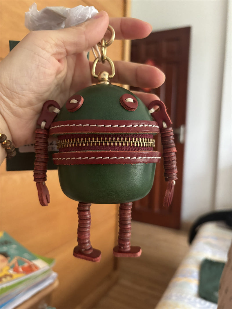 Industrial Style Leather Mini Robot Storage Packge - Stylish and Functional Coin Wallet