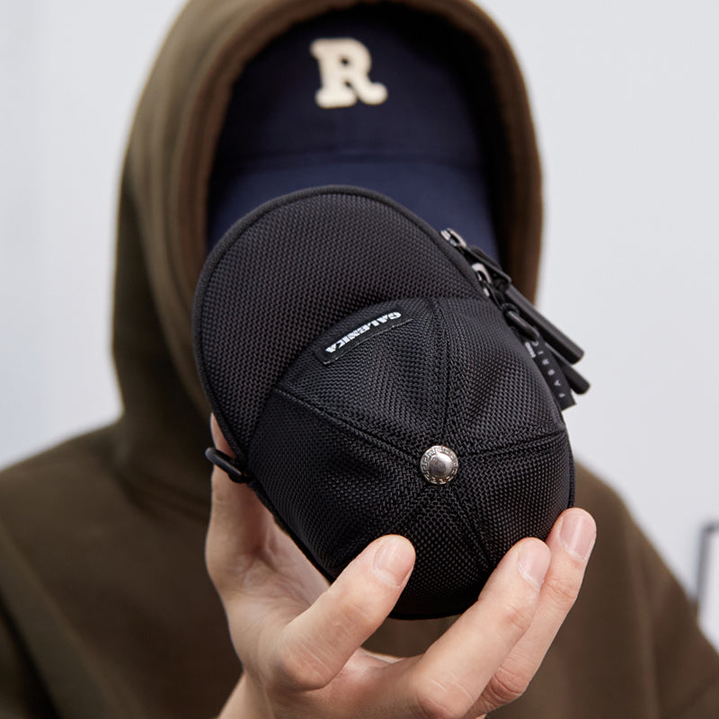 Mini Canvas Baseball Cap Pouch - Versatile Keychain Wallet For Coins & Essentials