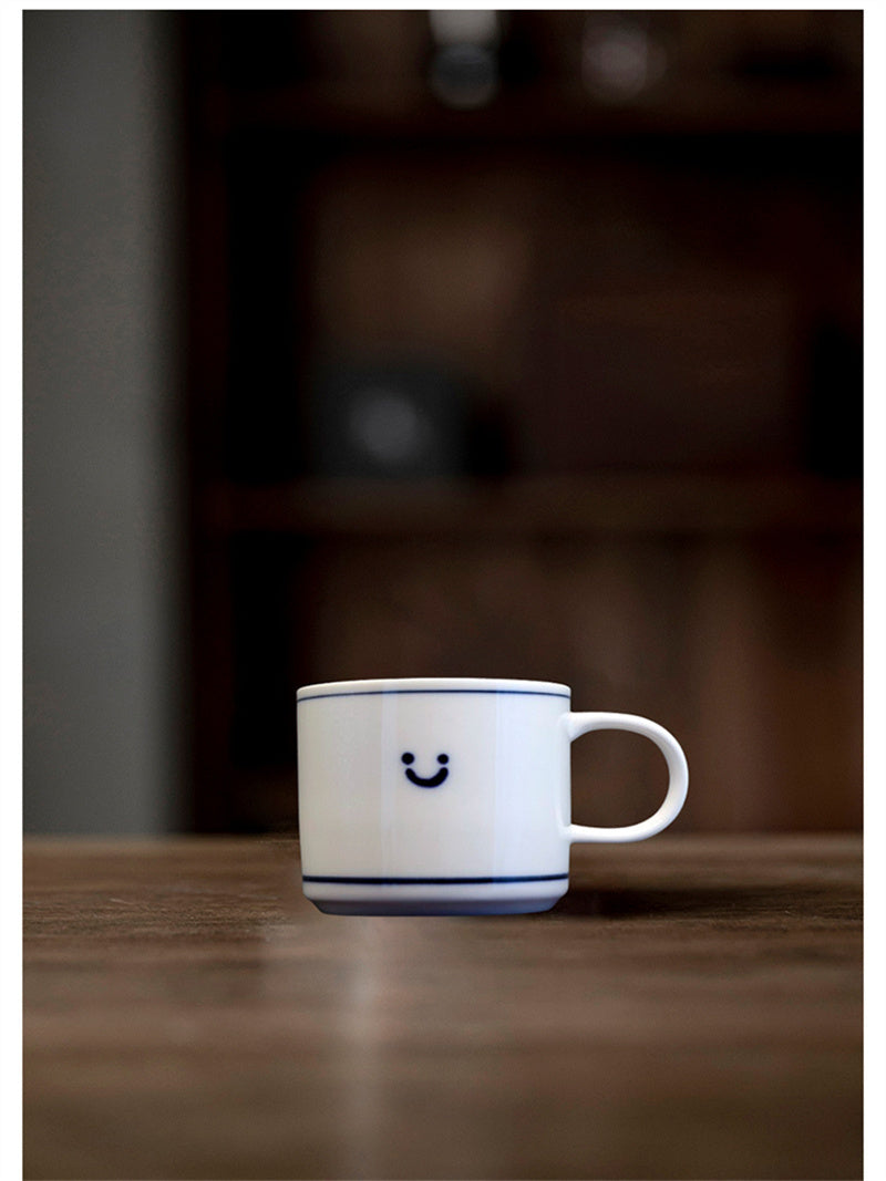 Minimalist Smiley Face Ceramic Mug - Cute Coffee Cup, Happy Morning Tea Drinkware, Aesthetic Gift