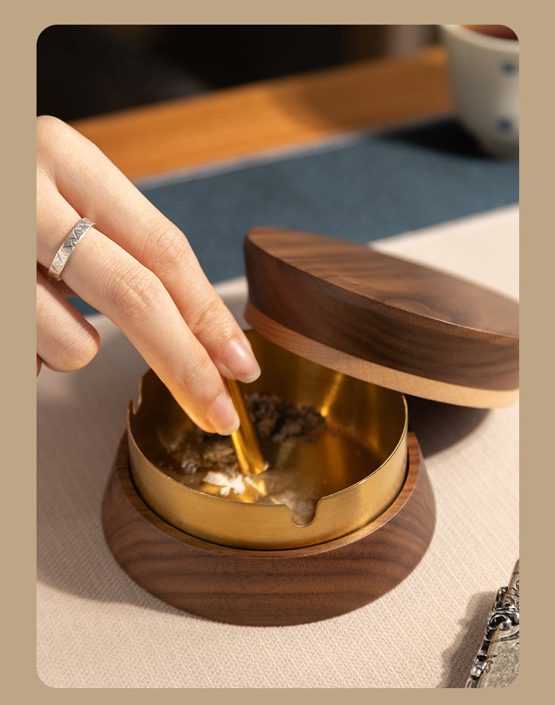 Minimalist Wooden Ashtray with Metal Liner