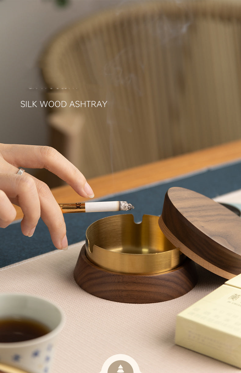 Minimalist Wooden Ashtray with Metal Liner