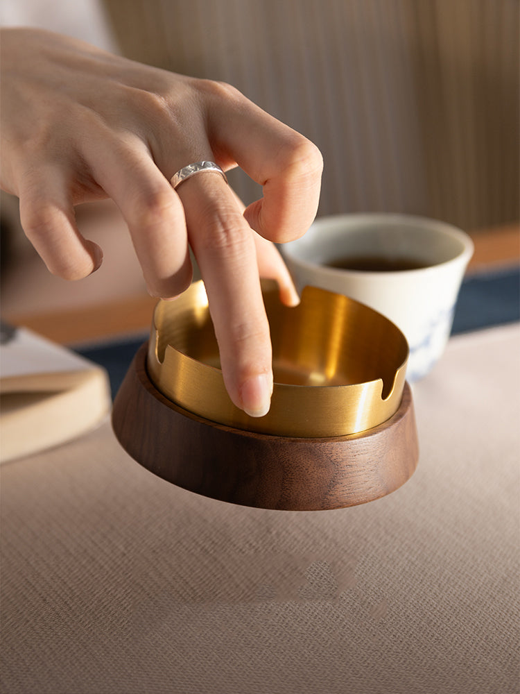Minimalist Wooden Ashtray with Metal Liner