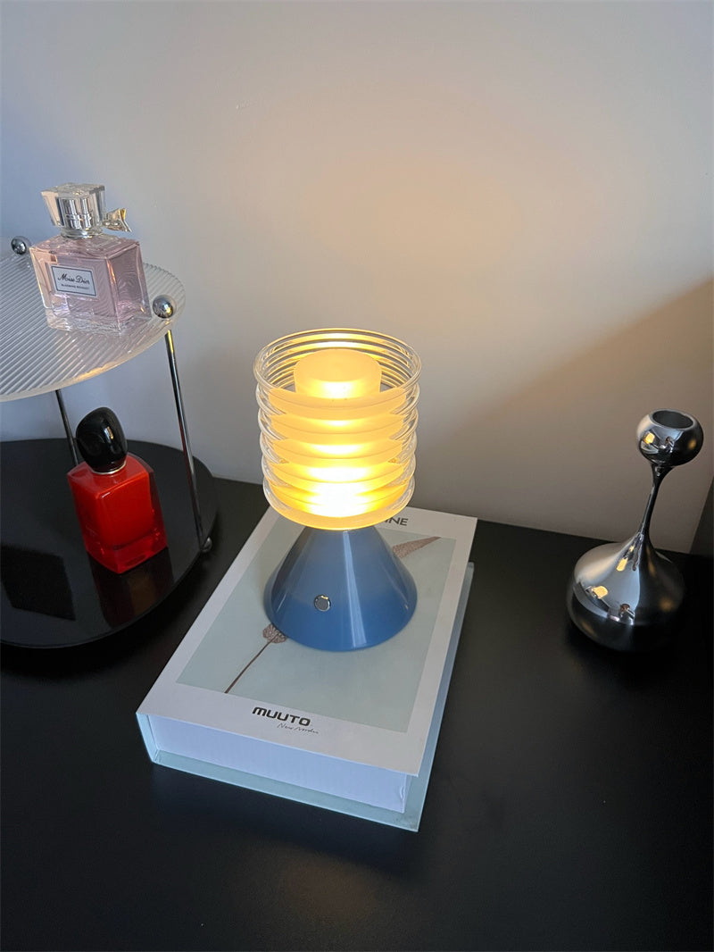 Modern Touch-Control Table Lamp - Adjustable Brightness, Sleek Blue/Orange Design