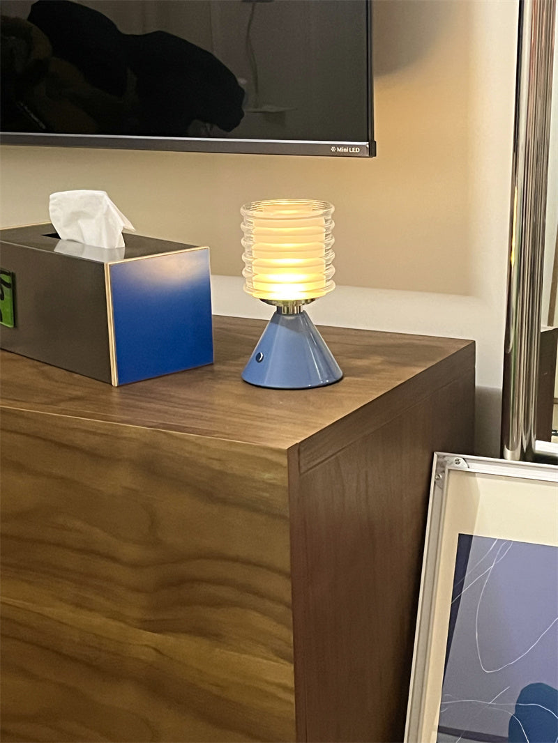 Modern Touch-Control Table Lamp - Adjustable Brightness, Sleek Blue/Orange Design