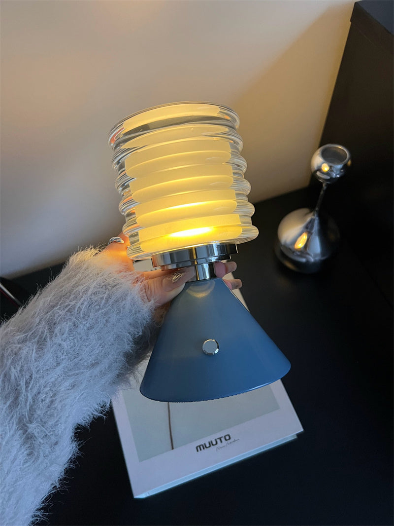 Modern Touch-Control Table Lamp - Adjustable Brightness, Sleek Blue/Orange Design