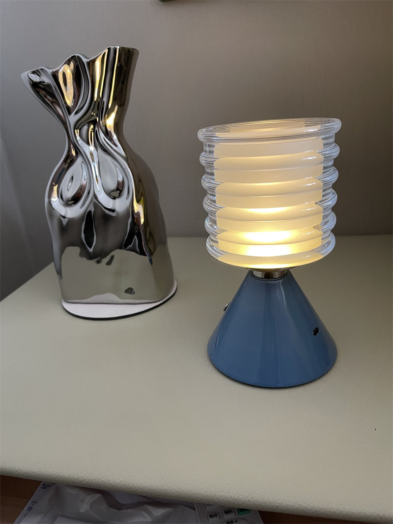 Modern Touch-Control Table Lamp - Adjustable Brightness, Sleek Blue/Orange Design