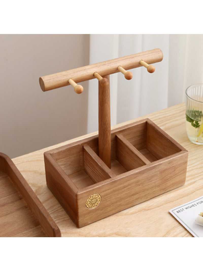 Multifunctional Wooden Desktop Organizing Storage Boxes, Key Holder