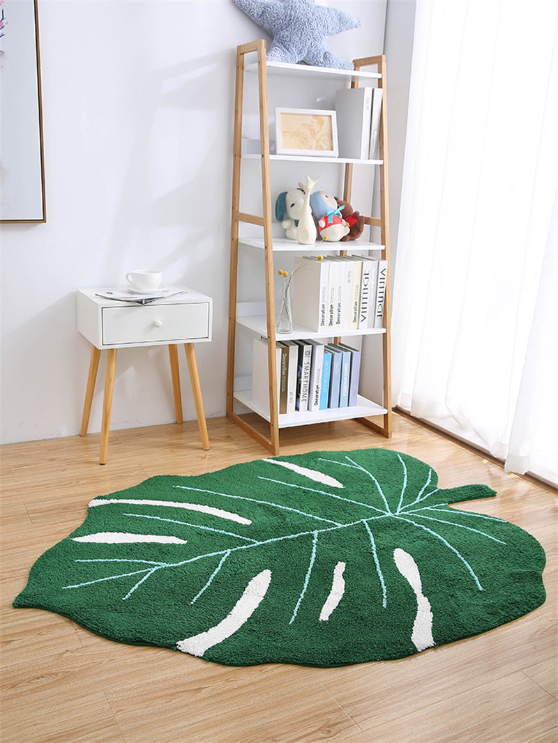 Nature-Inspired Leaf Floor Mat - Non-Slip Green Leaf Rug for Living Room, Bathroom, Bedroom Decor