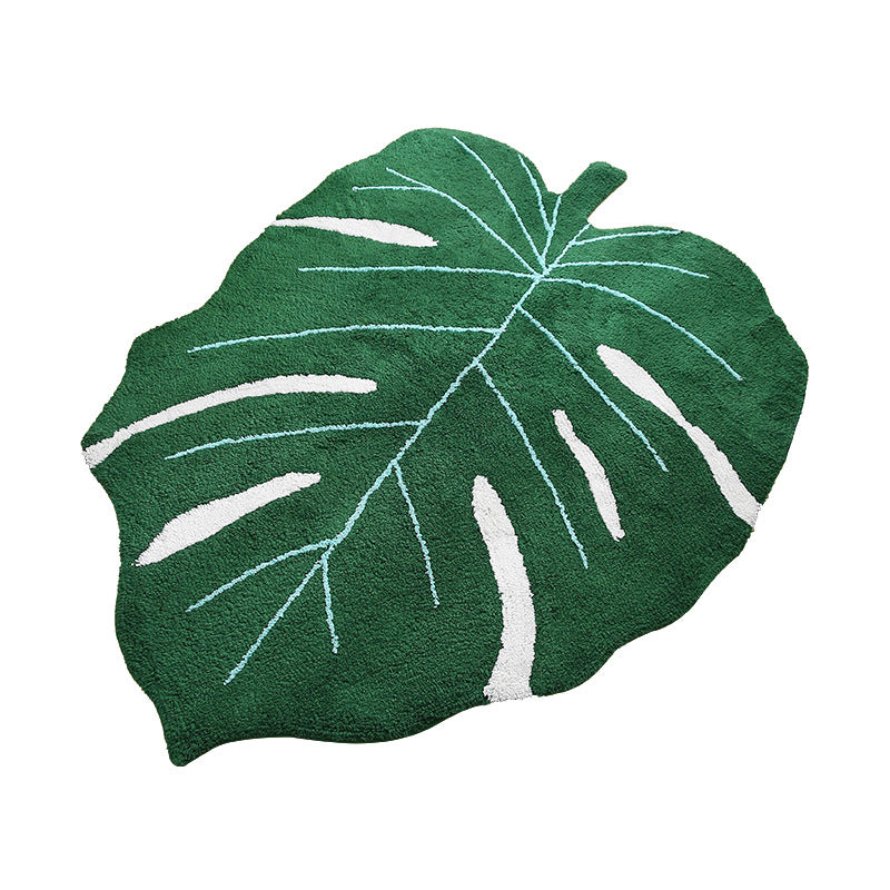 Nature-Inspired Leaf Floor Mat - Non-Slip Green Leaf Rug for Living Room, Bathroom, Bedroom Decor