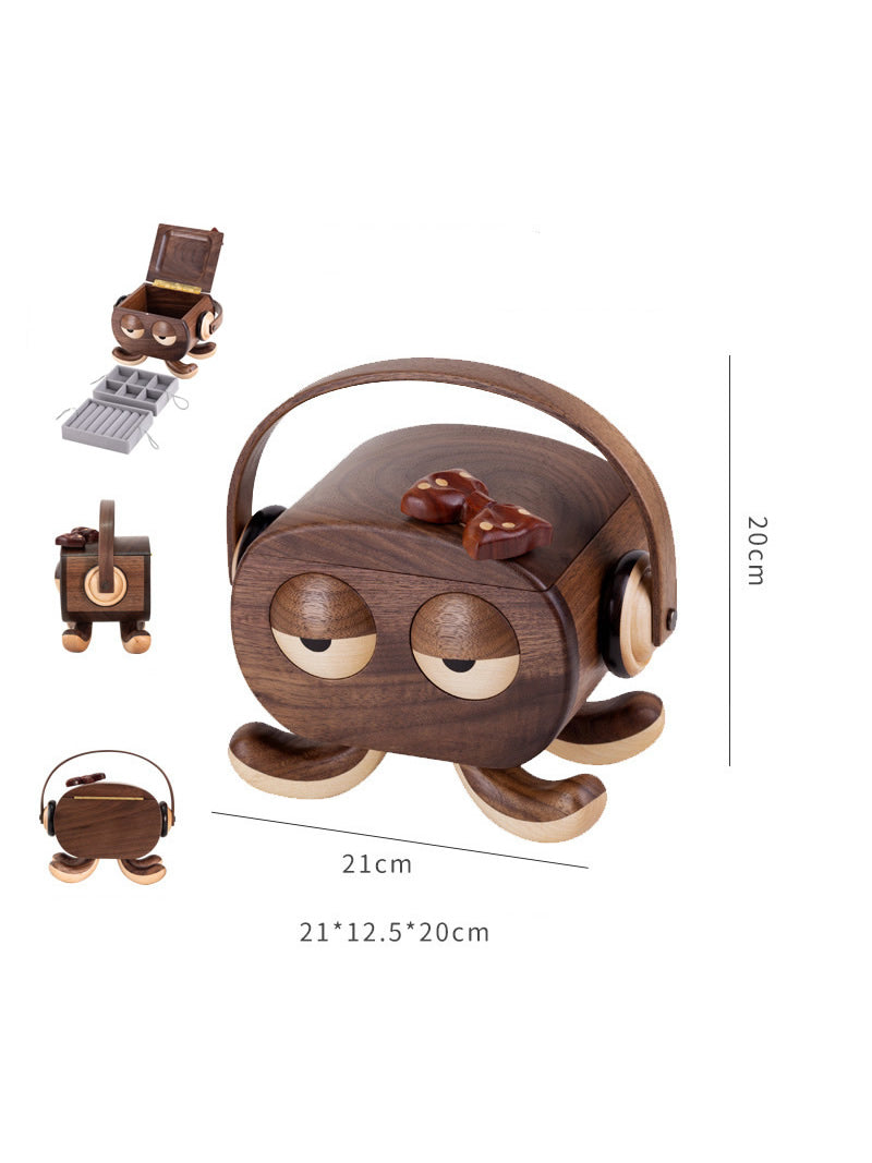 Octopus Couple Black Walnut Wooden Storage Boxes&Jewelry Box,Amazing Desktop Decorations