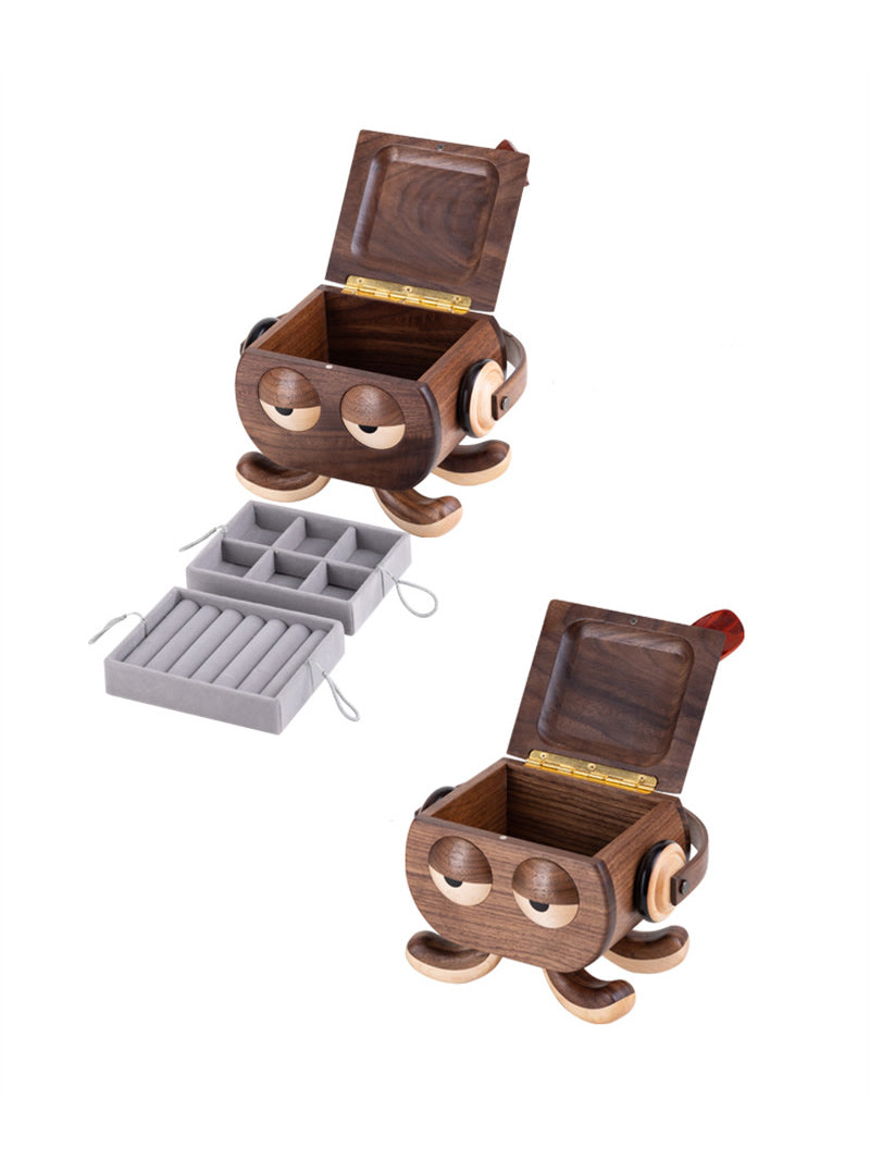 Octopus Couple Black Walnut Wooden Storage Boxes&Jewelry Box,Amazing Desktop Decorations