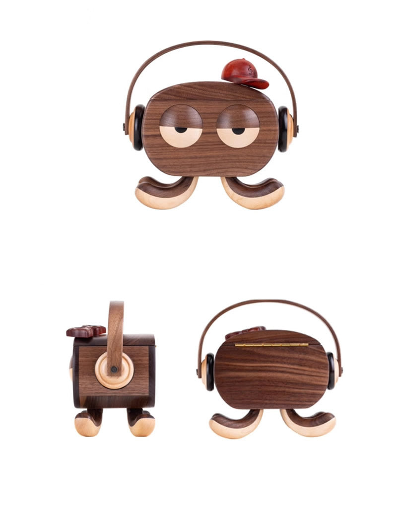Octopus Couple Black Walnut Wooden Storage Boxes&Jewelry Box,Amazing Desktop Decorations