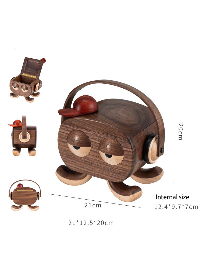 Octopus Couple Black Walnut Wooden Storage Boxes&Jewelry Box,Amazing Desktop Decorations