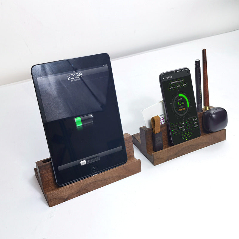 Office desk organizer wooden pen holder, cell phone holder, business card holder