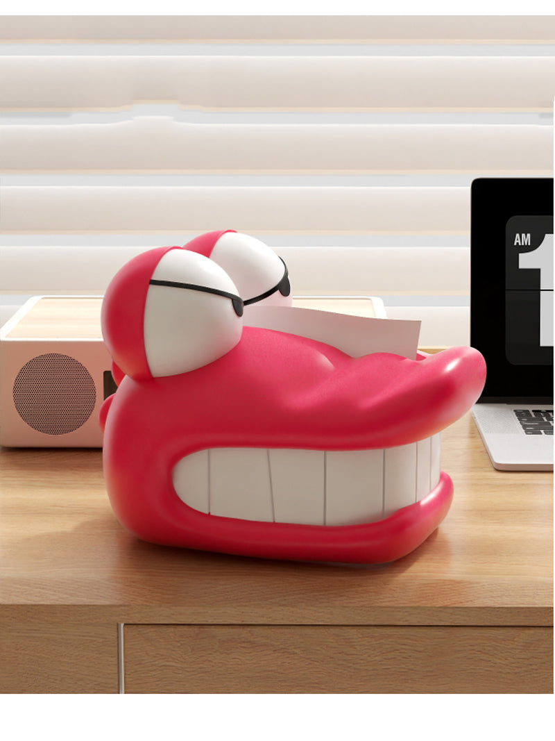 Pink Evil-Eyed Crocodile Tissue Box - Playful Cartoon Bedroom & Office Decor