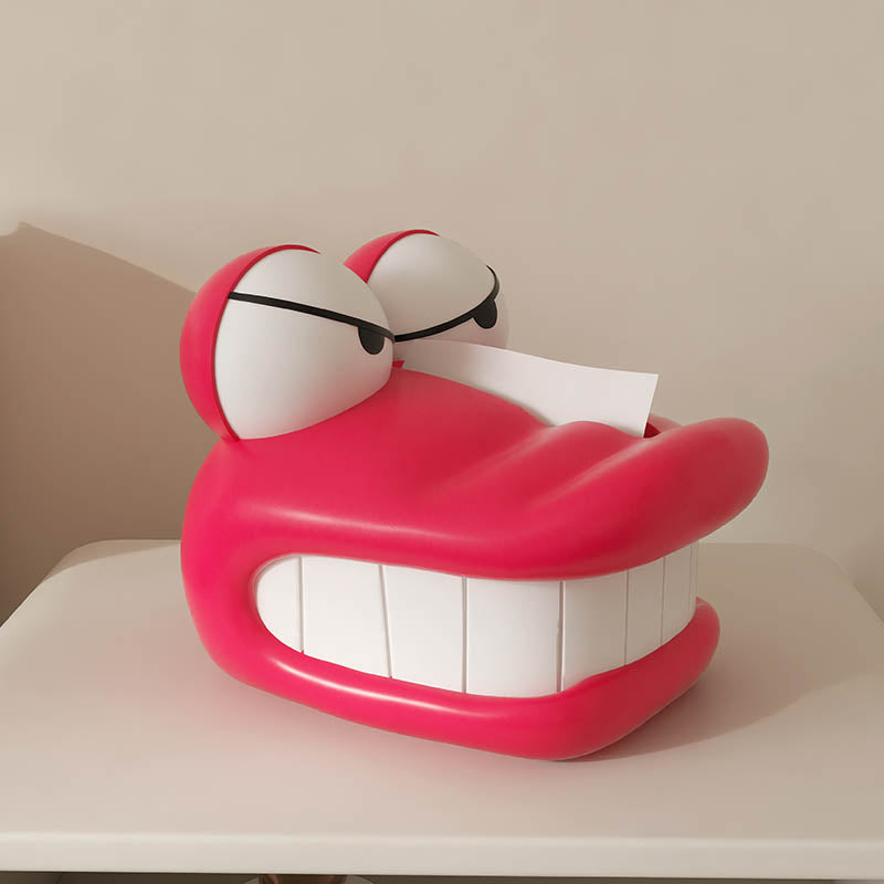 Pink Evil-Eyed Crocodile Tissue Box - Playful Cartoon Bedroom & Office Decor