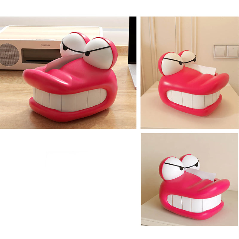 Pink Evil-Eyed Crocodile Tissue Box - Playful Cartoon Bedroom & Office Decor