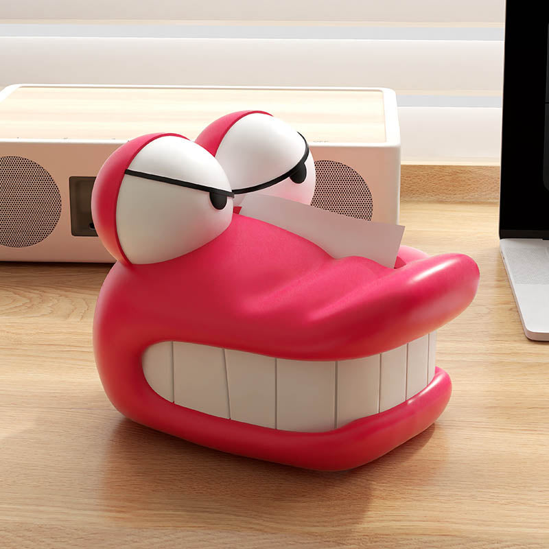 Pink Evil-Eyed Crocodile Tissue Box - Playful Cartoon Bedroom & Office Decor