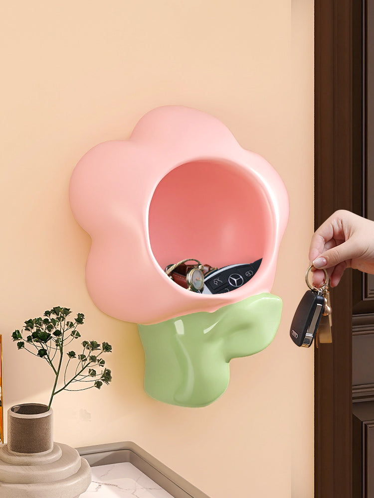 Pink Flower Wall Hanging Storage Box, Beautiful Home Decoration Ideas