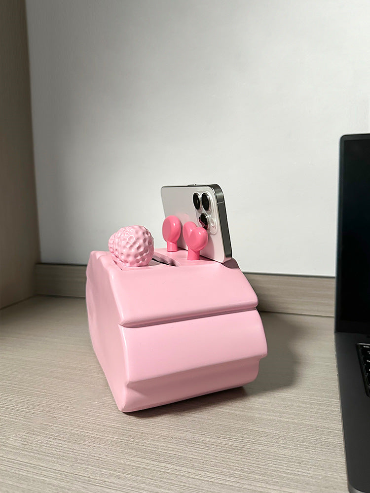 Pink Small Monster Tissue Box, Fun Desktop Decoration