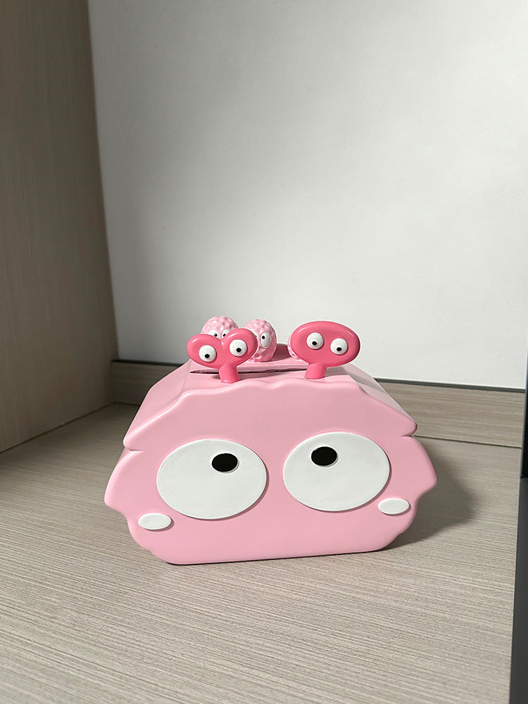 Pink Small Monster Tissue Box, Fun Desktop Decoration