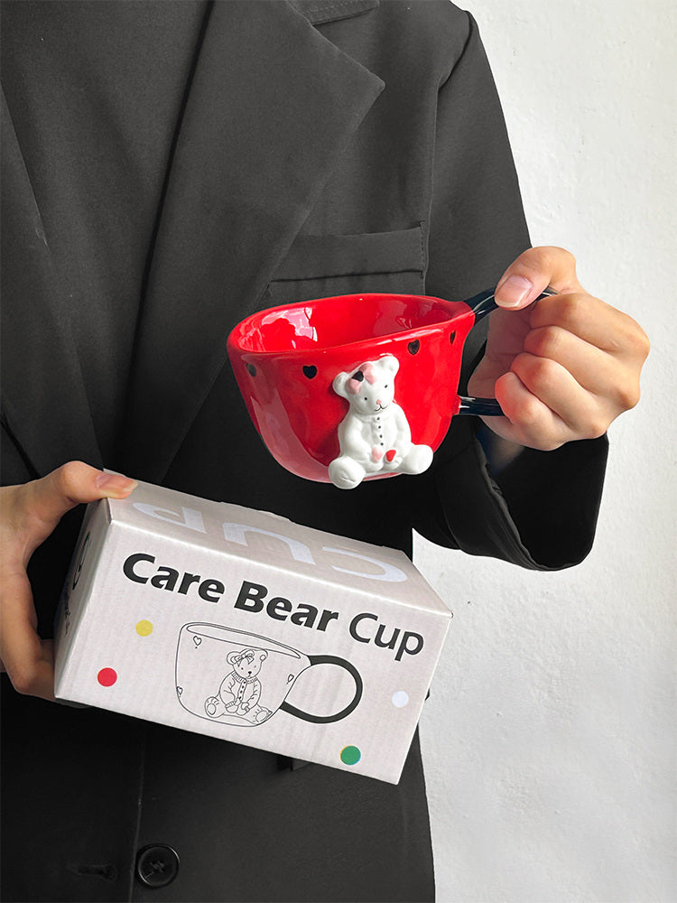 Playful Cartoon Bear Embossed Ceramic Cup,Creative Gift