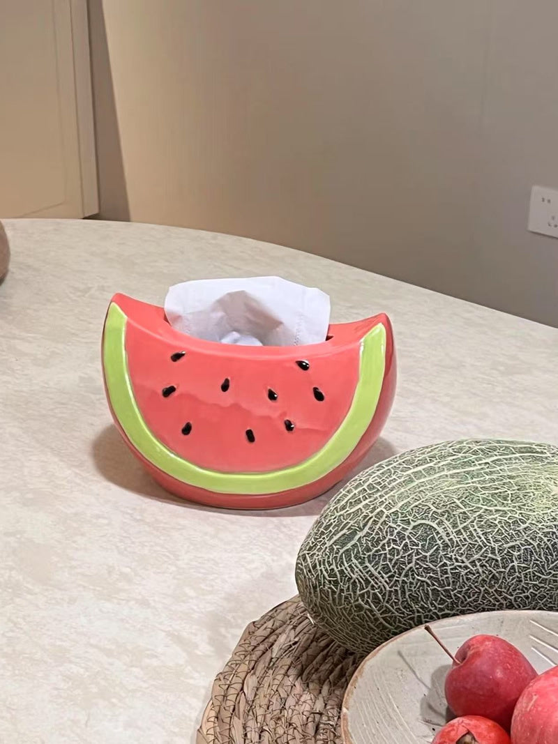 Playful Watermelon Tissue Box Cover - Cute Summer-Themed Napkin Holder