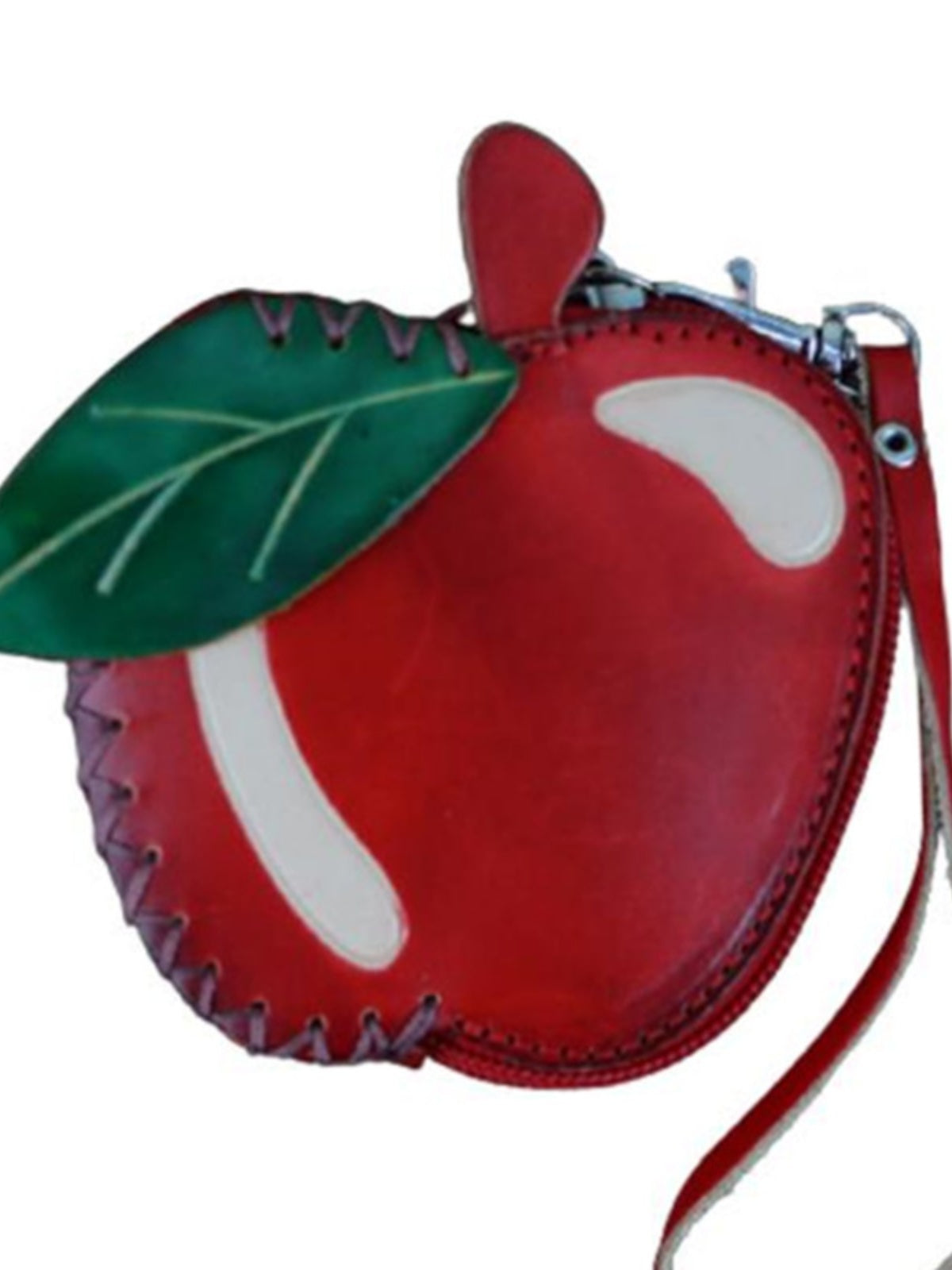 Handcrafted Cowhide Leather Apple Coin Purse,Small Wallet