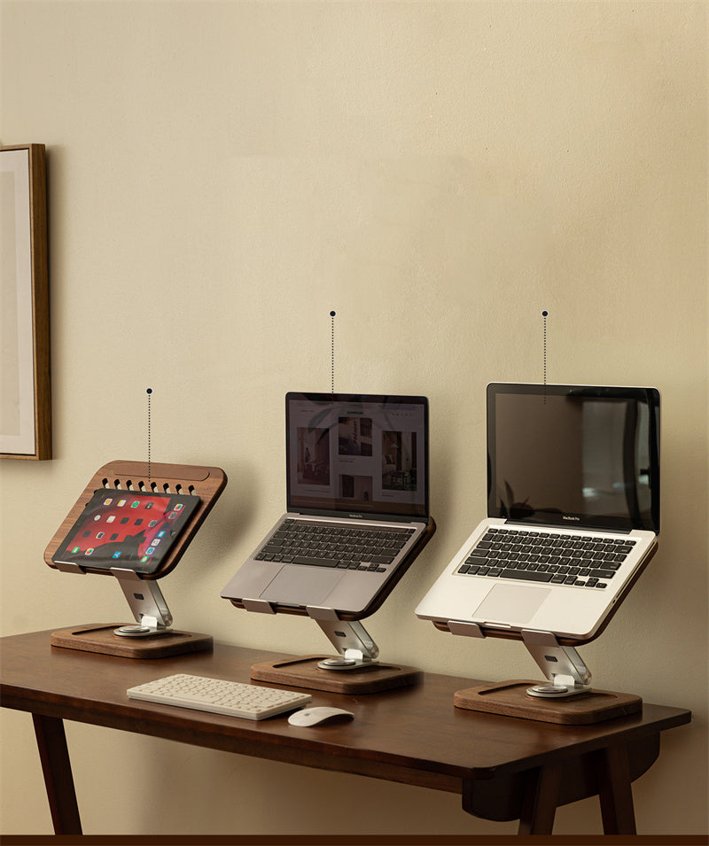Premium Walnut Laptop Stand,MacBook/iPad Wooden Holder