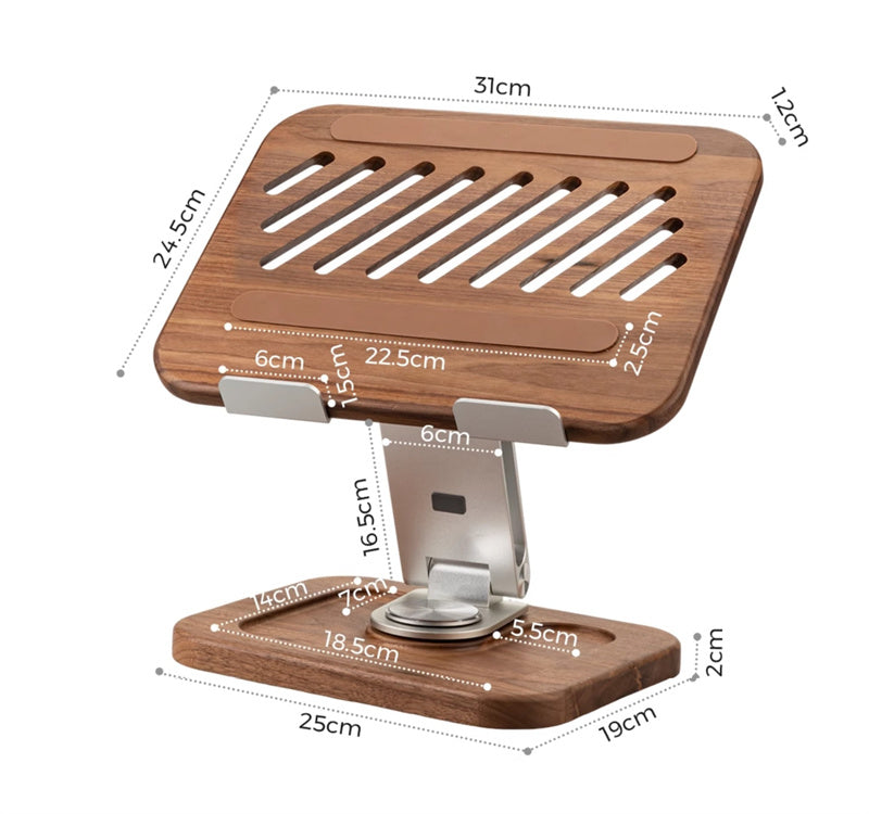 Premium Walnut Laptop Stand,MacBook/iPad Wooden Holder